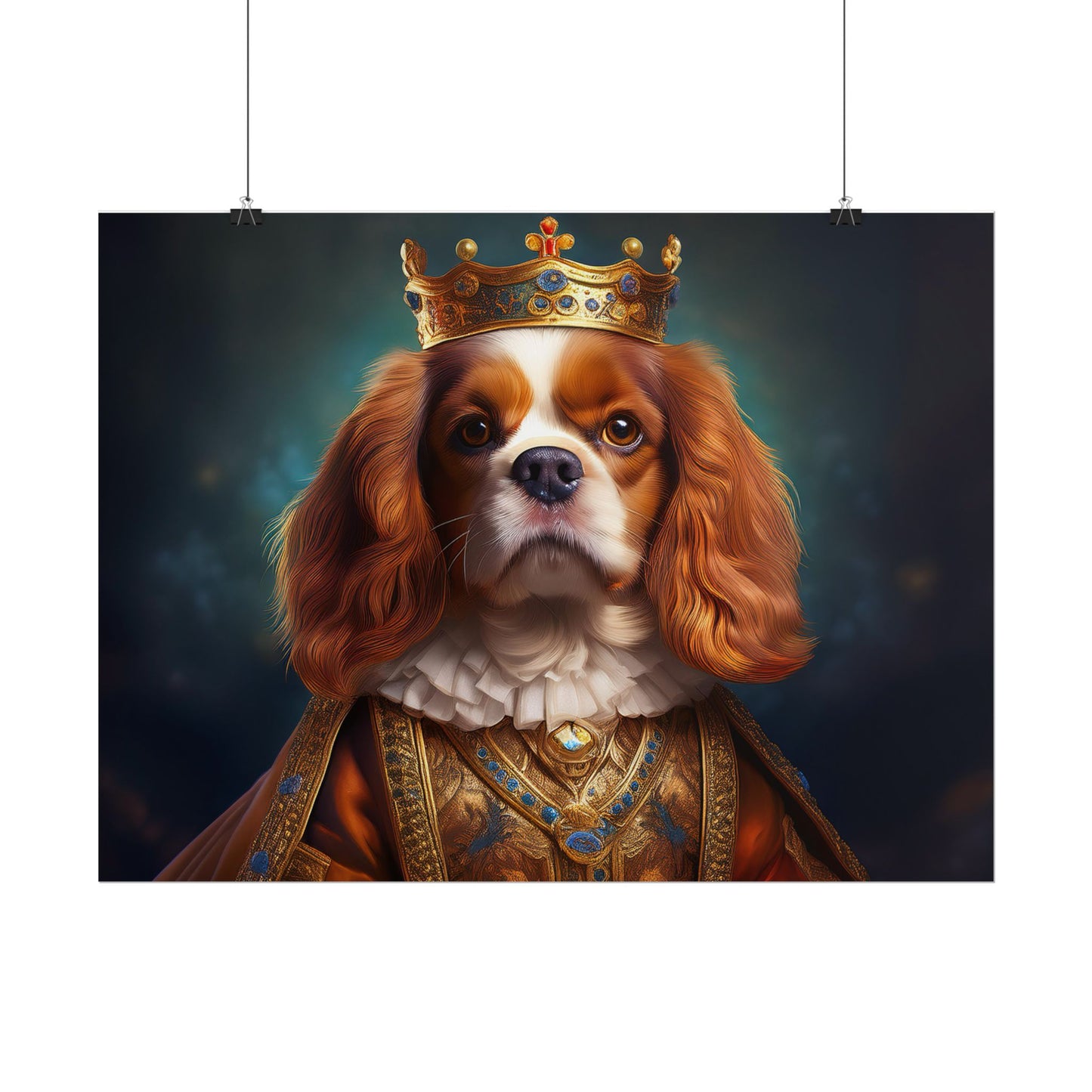 Cavalier King Charles Spaniel Art Pet Portrait Print, Renaissance, Wall Print, Wall Art