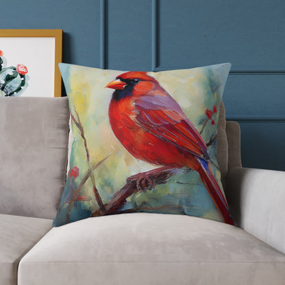 Vibrant Red Cardinal Pillow, Nature Decor, Home Accent, Gift for Bird Lovers, Cozy Living Room Cushion