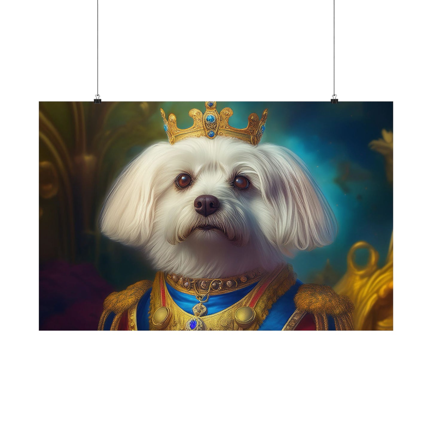 Maltese Renaissance Dog Portrait Wall Print | Art Print | Wall Decor | Dog Wall Art