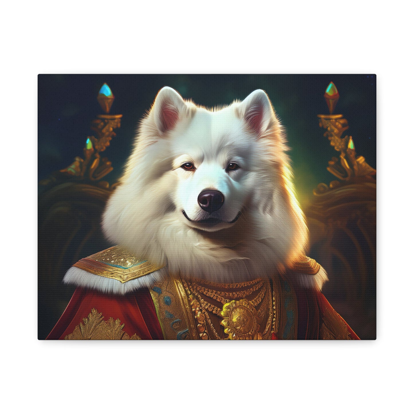 Samoyed Renaissance Pet Portrait on Canvas, wall art, wall print, dog portrait, dog art