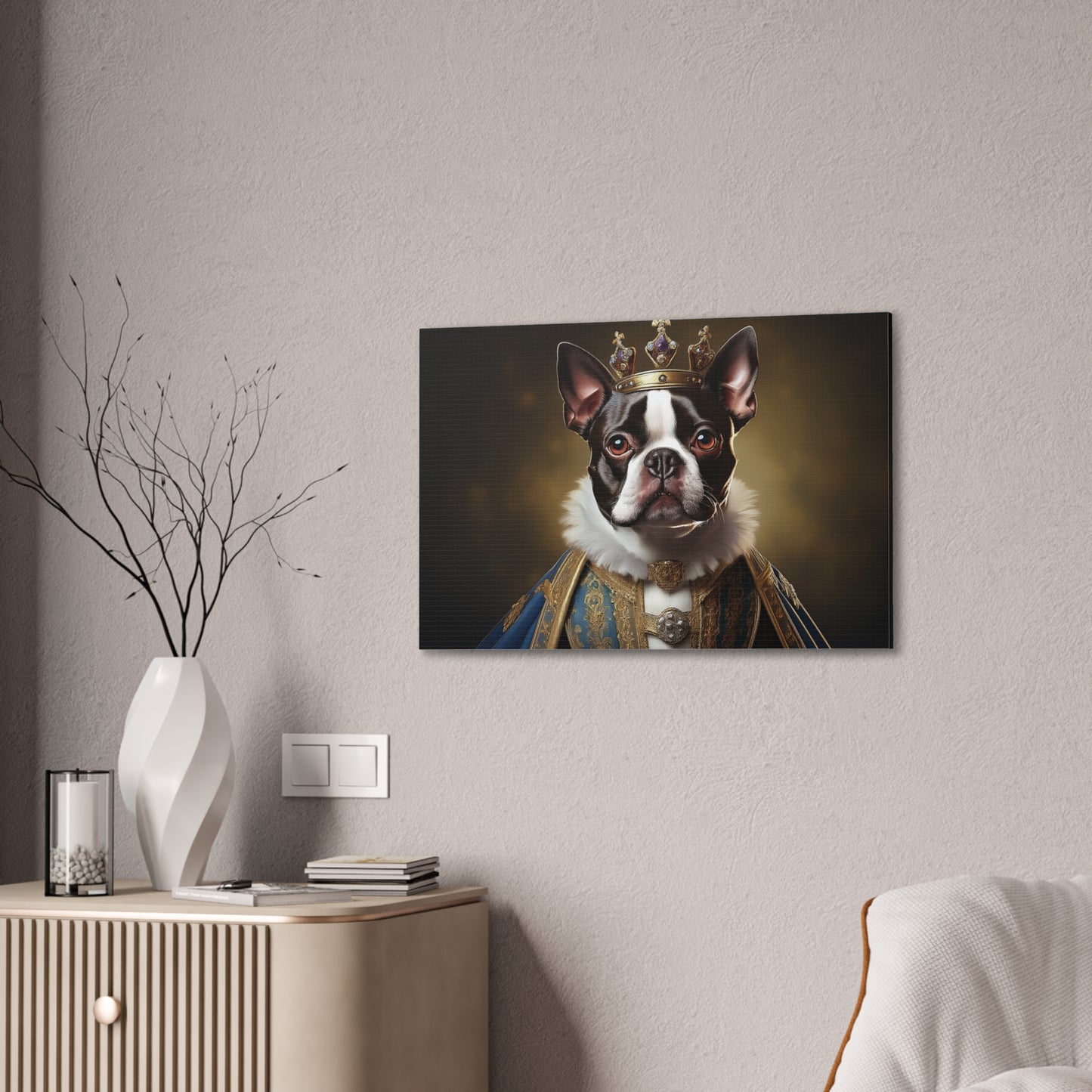Boston Terrier Renaissance Pet Portrait on Canvas, wall print, wall art, dog portrait, dog art