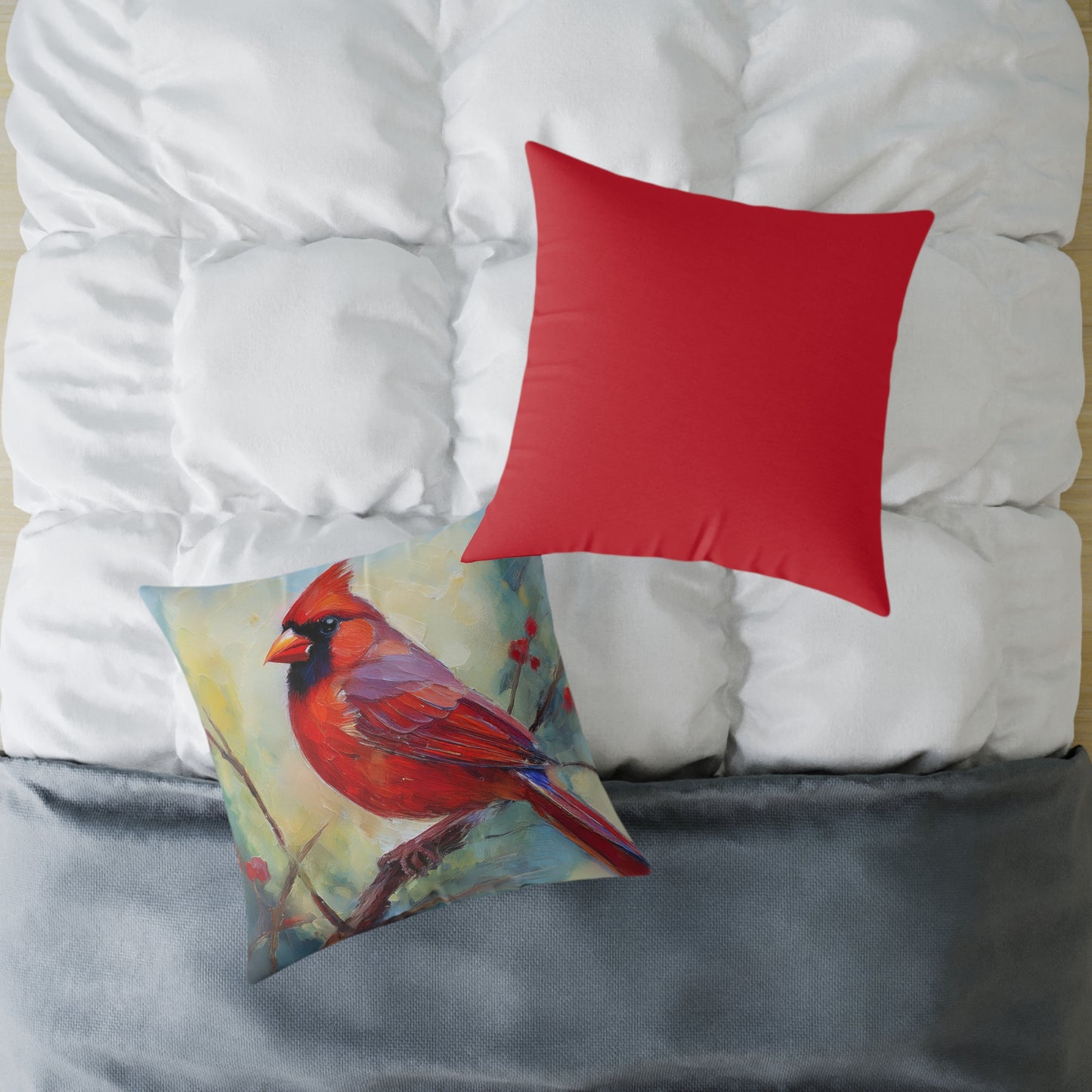 Vibrant Red Cardinal Pillow, Nature Decor, Home Accent, Gift for Bird Lovers, Cozy Living Room Cushion