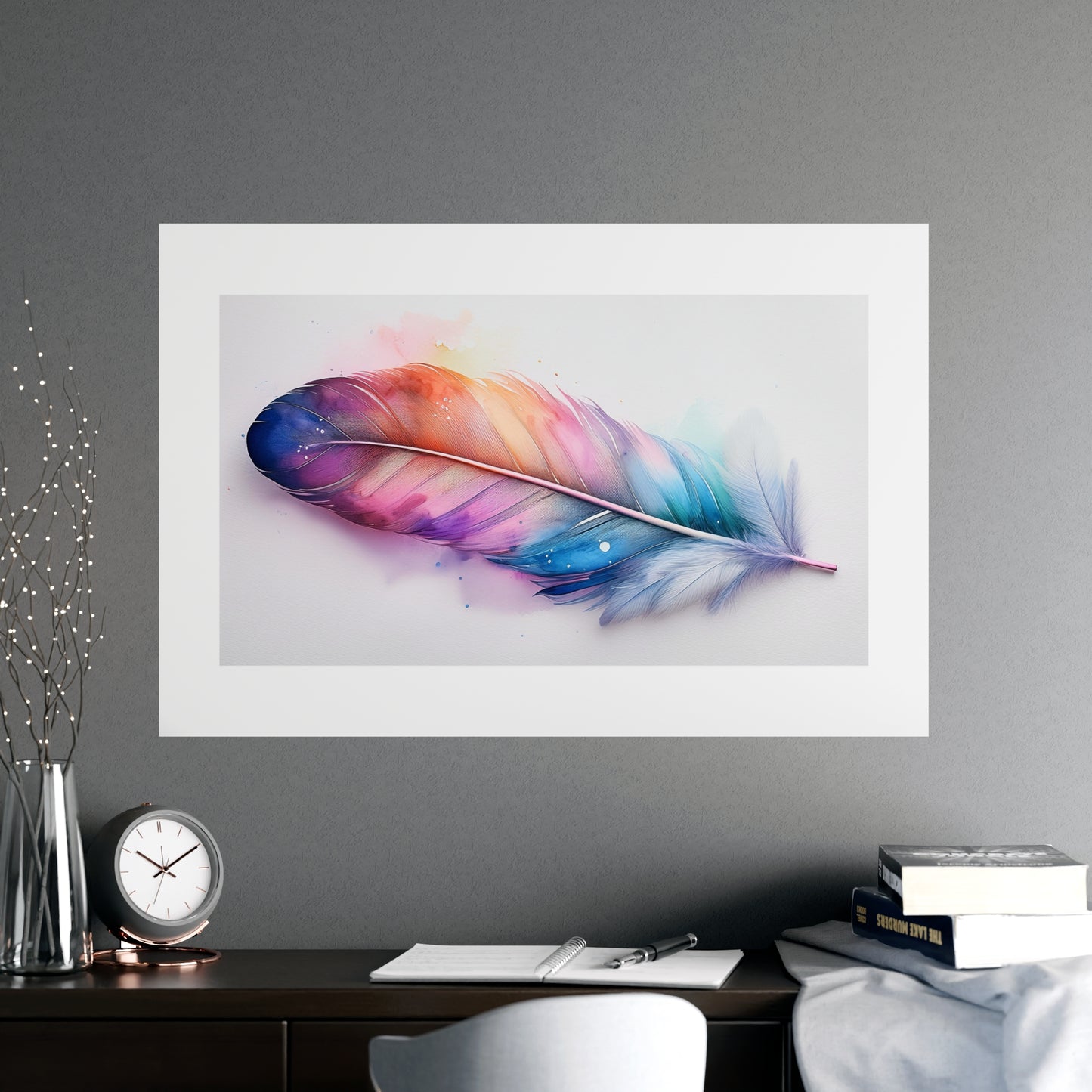 Vibrant Rainbow Feather Watercolor Print - 2 | Elegant Wall Art & Prints | Unique Home Decor | Wall Print | Wall Art