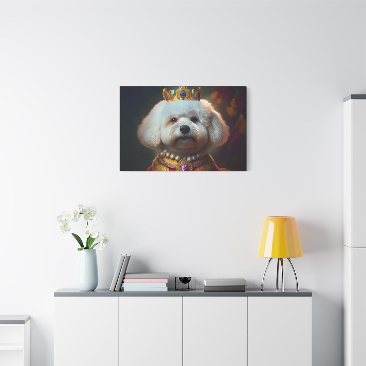 Bichon Frise Renaissance Pet Portrait on Canvas | Wall art | wall print | Dog Art