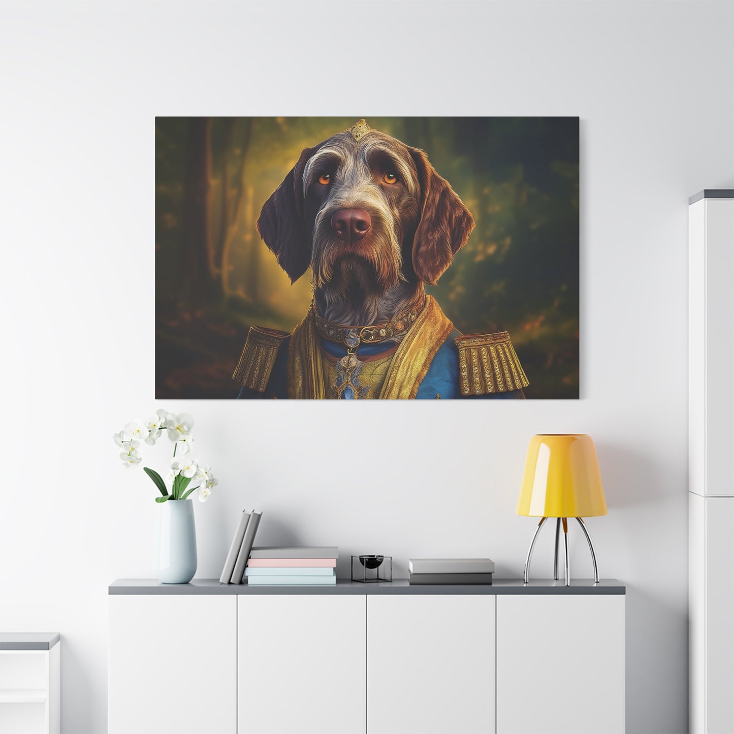 German Wirehaired Pointer Dog Pet Portrait Renaissance - Canvas, wall art, wall print, dog portrait, dog art