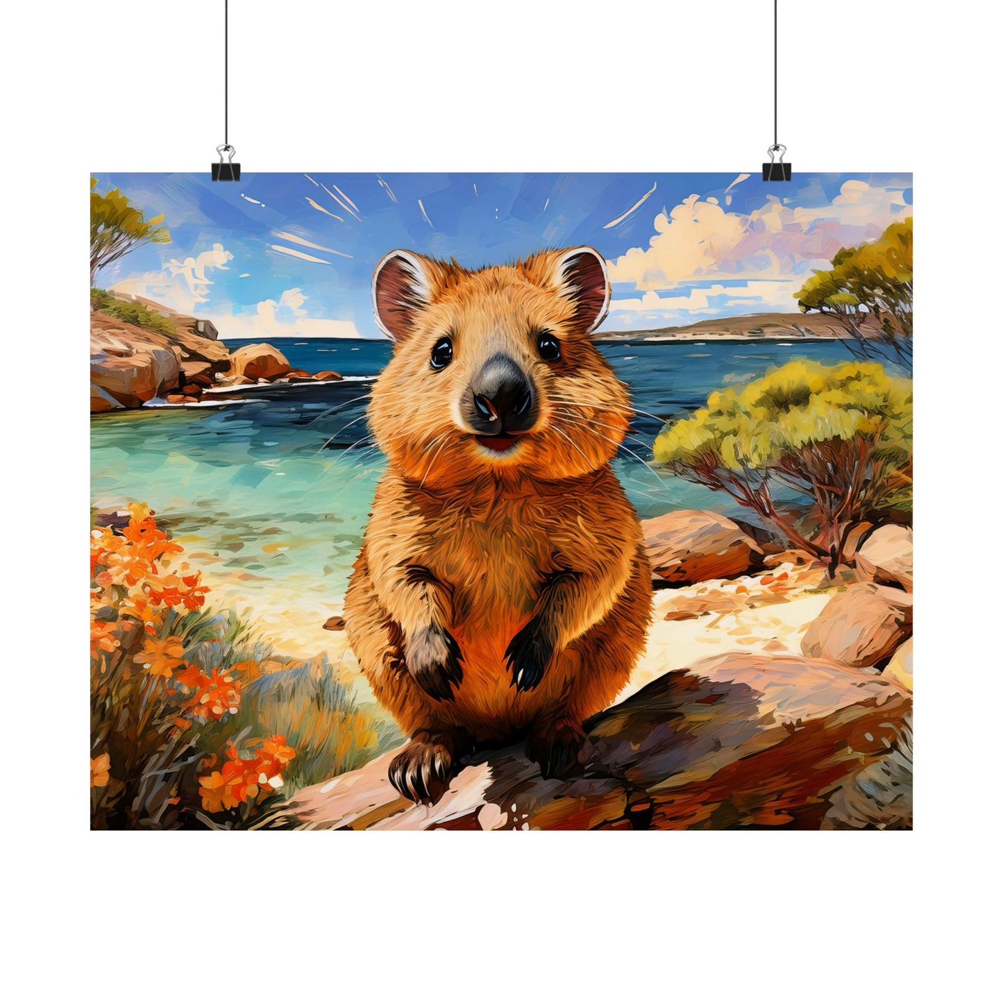 Quokkas at Rottnest Island Western Australia Print |  Unique Painting Print | Style 1 | Wall Art | Wall Print