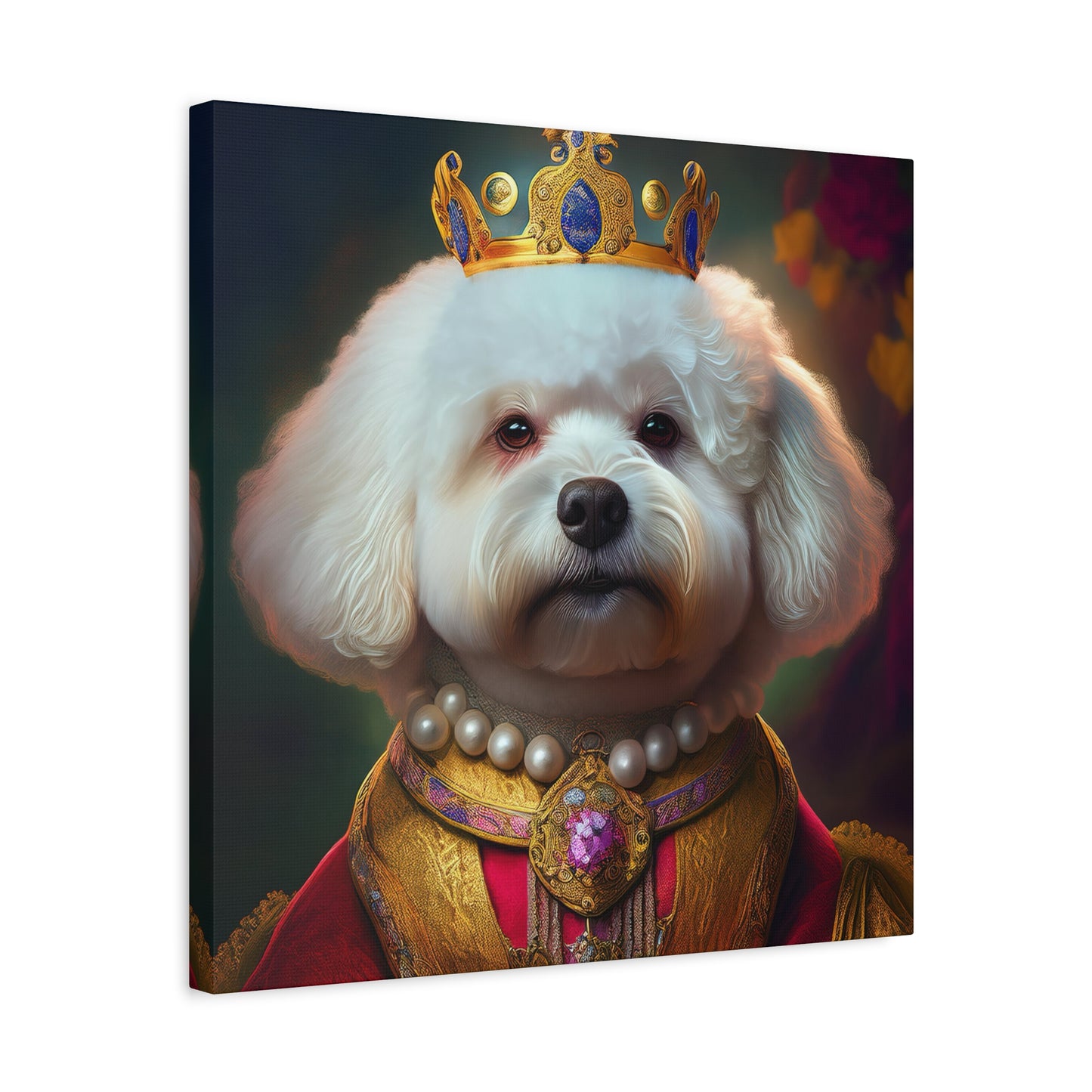 Bichon Frise Renaissance Pet Portrait on Canvas | Wall art | wall print | Dog Art