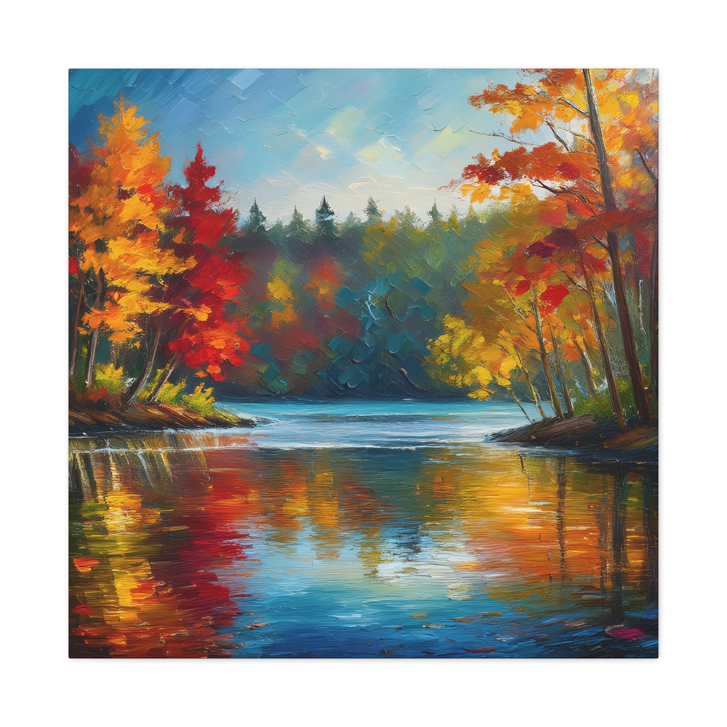Fall Leaves on the Lake on Canvas | wall art |  wall print