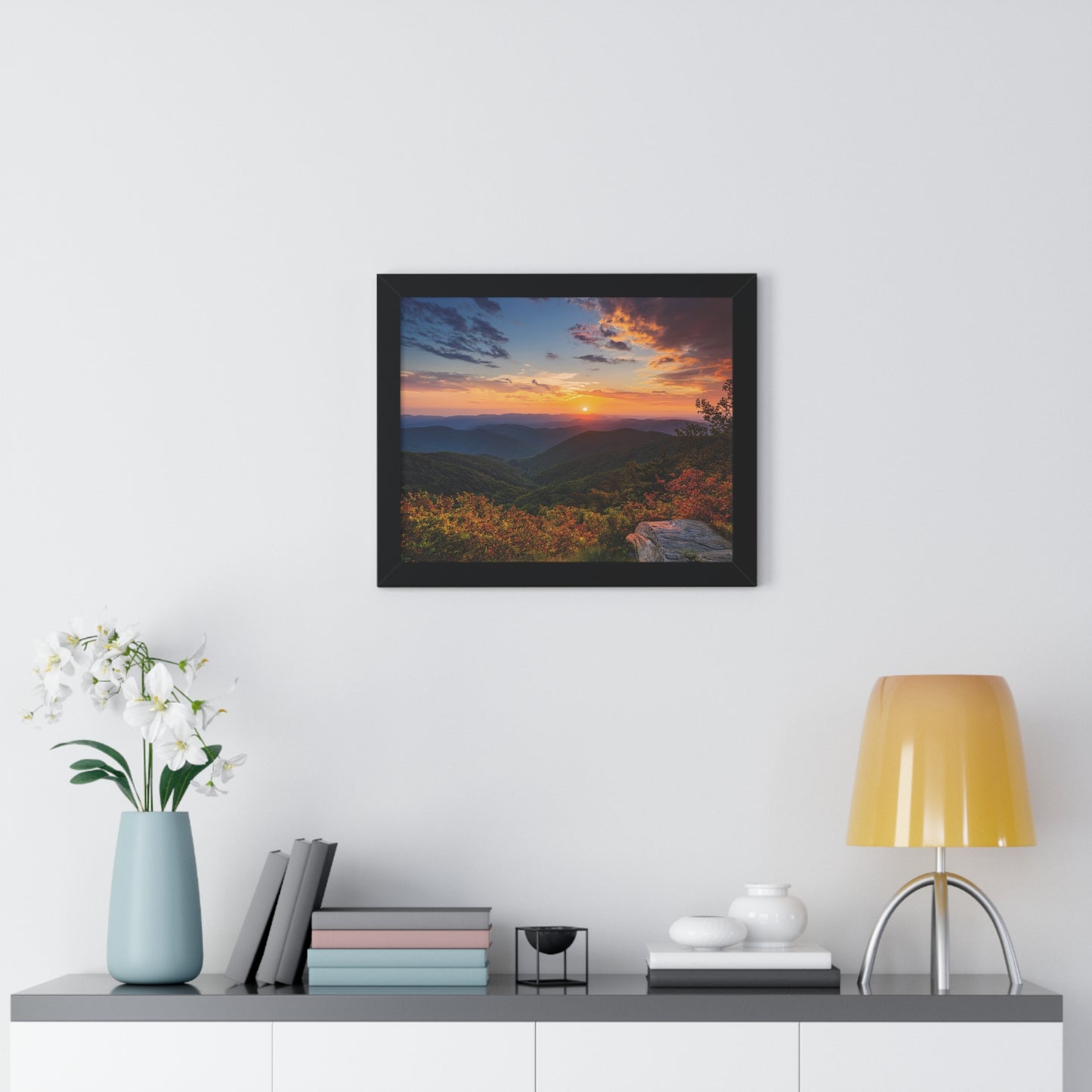 Sunset over Blue Ridge Mountains Fall Landscape Framed Print