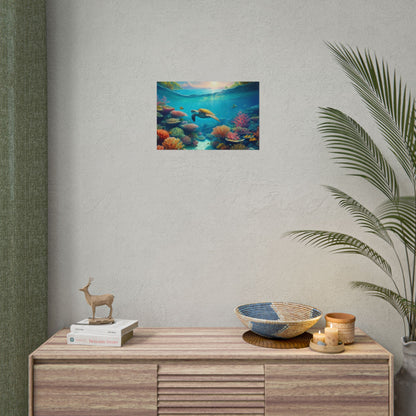 Turtle in the Great Barrier Reef  Australia Coastal Print | Style 1 | Wall Art | Wall Print