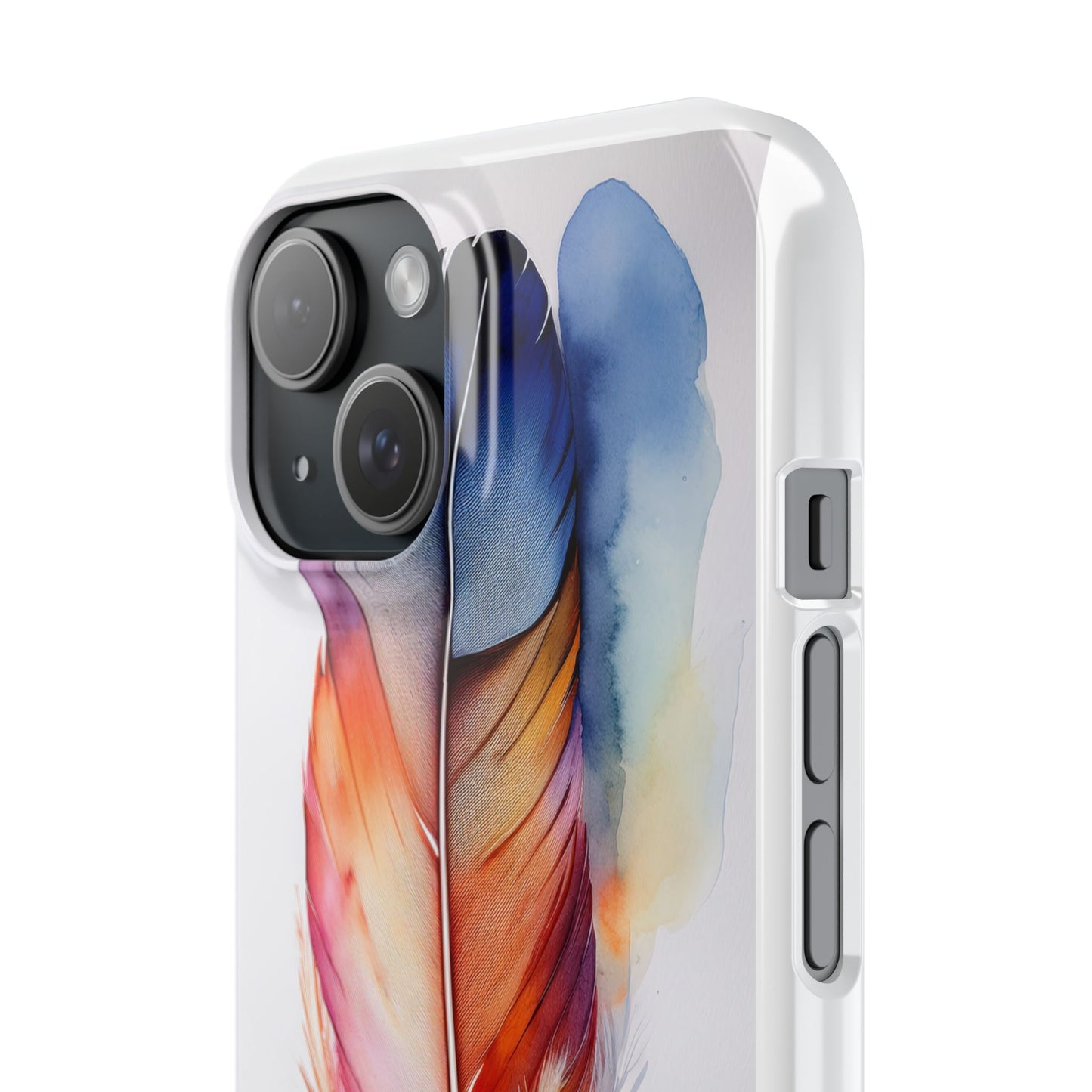 Rainbow Watercolor Feather Slim Phone Case