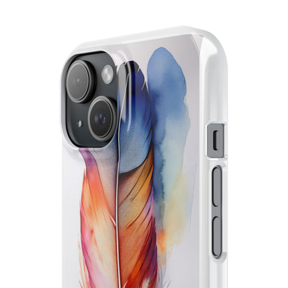 Rainbow Watercolor Feather Slim Phone Case