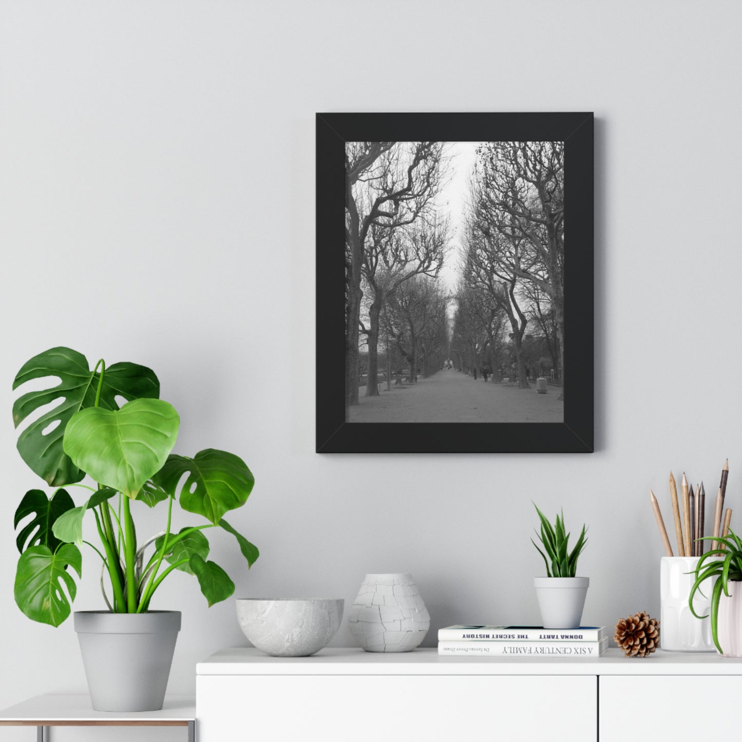 Paris Pathway Black and White Wall Art | Framed Canvas Print | Wall Print