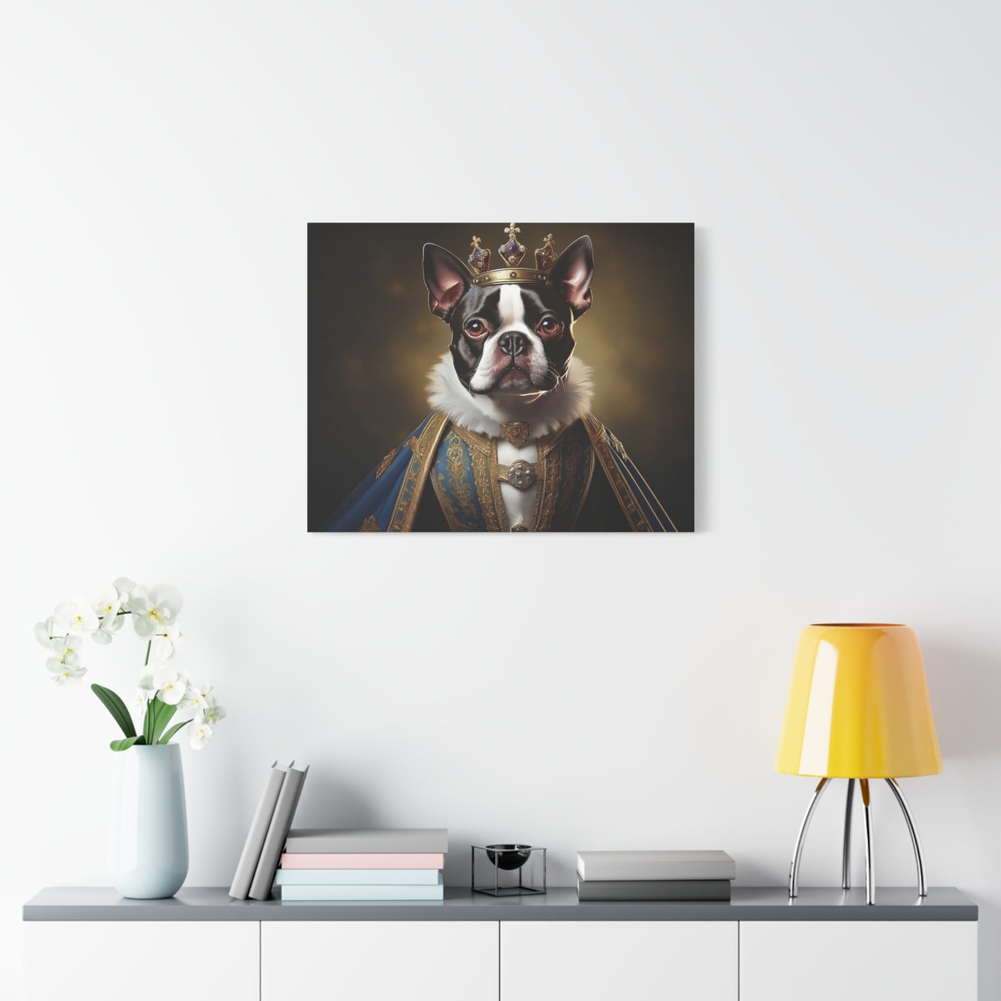 Boston Terrier Renaissance Pet Portrait on Canvas, wall print, wall art, dog portrait, dog art