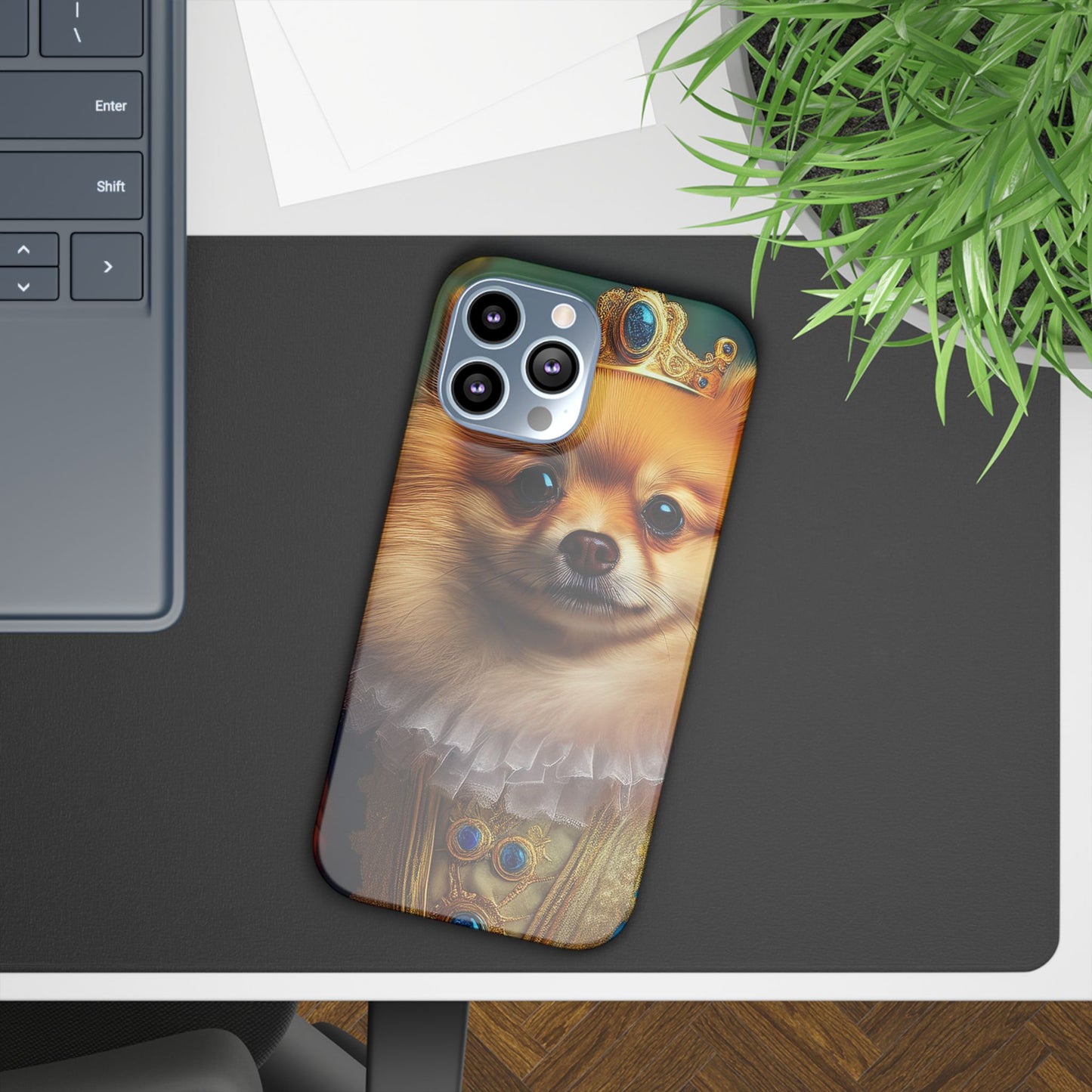 Pomeranian Renassaince Dog Portrait Slim Phone Case