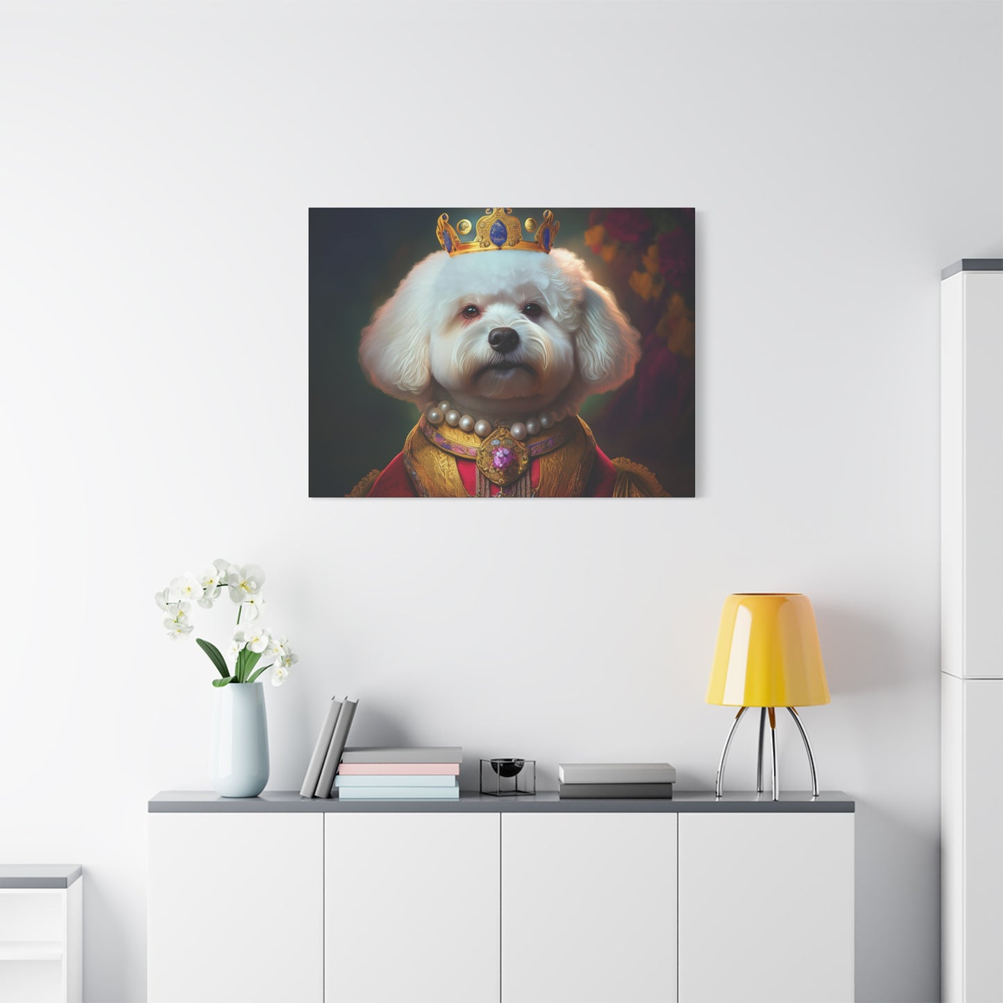 Bichon Frise Renaissance Pet Portrait on Canvas | Wall art | wall print | Dog Art
