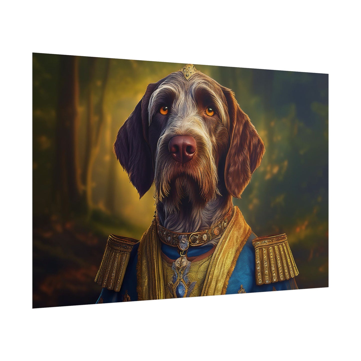 German Wirehaired Pointer Renaissance Pet Portrait Print, Pointer, Dog Lover Wall Art,  Dog Memorial Gift, wall art, wall print, dog print
