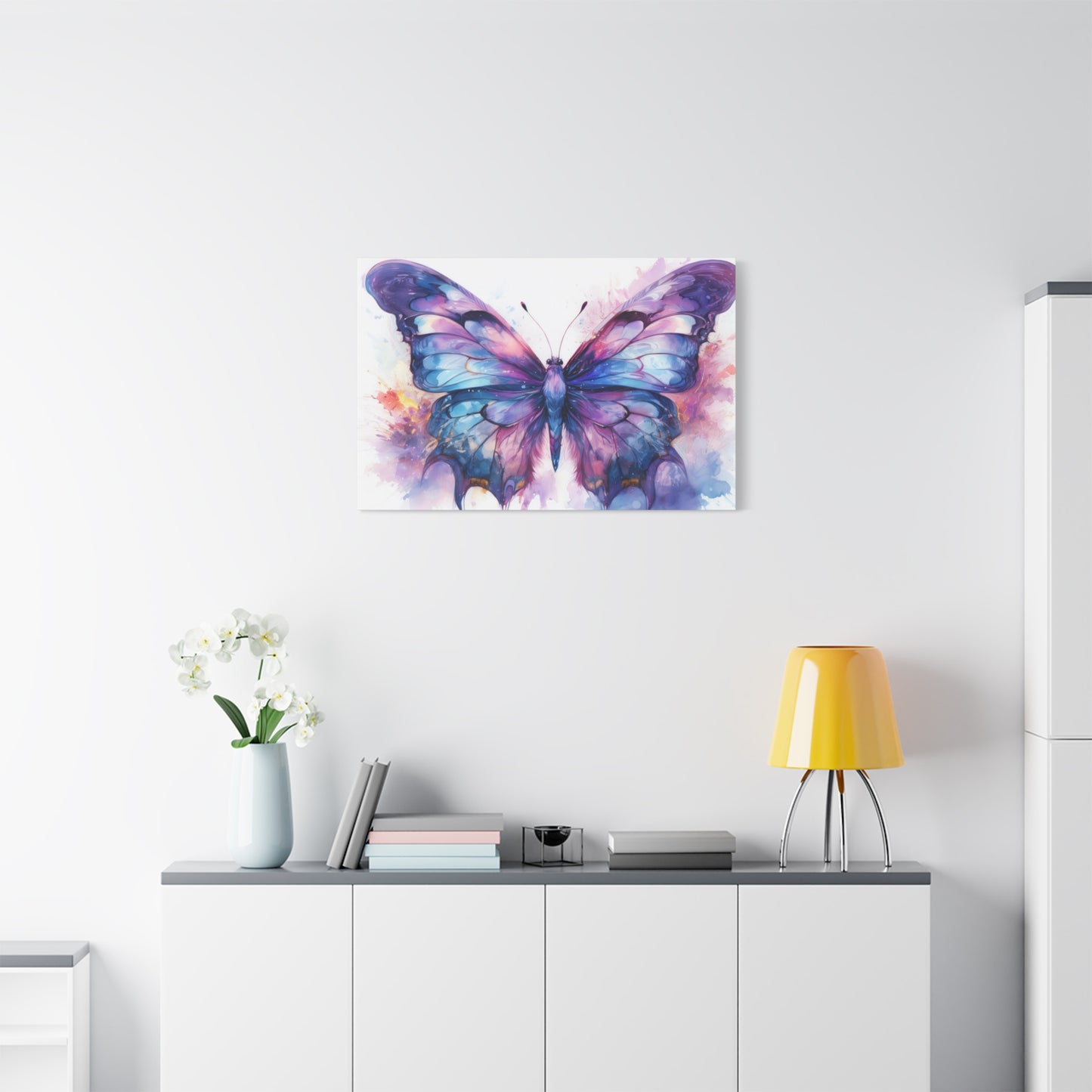 Blue & Purple Butterfly Alcohol Ink Canvas Art | Butterfly Decor | Wall Art | Wall Print