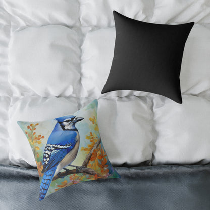 Vibrant Blue Jay Bird Throw Pillow, Nature Decor, Home Accent, Gift for Bird Lovers, Cozy Living Room Cushion