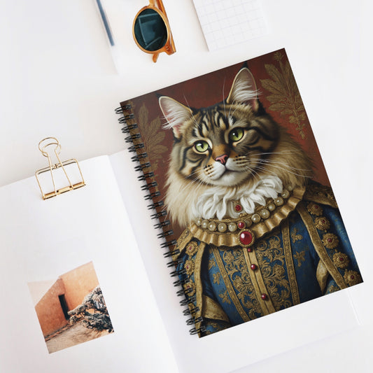 Regal Maine Coon Renaissance Portrait Cat Art Notebook - Perfect Gift for Cat Lovers, Journal, Sketchbook, Note-Taking, Home Office Decor