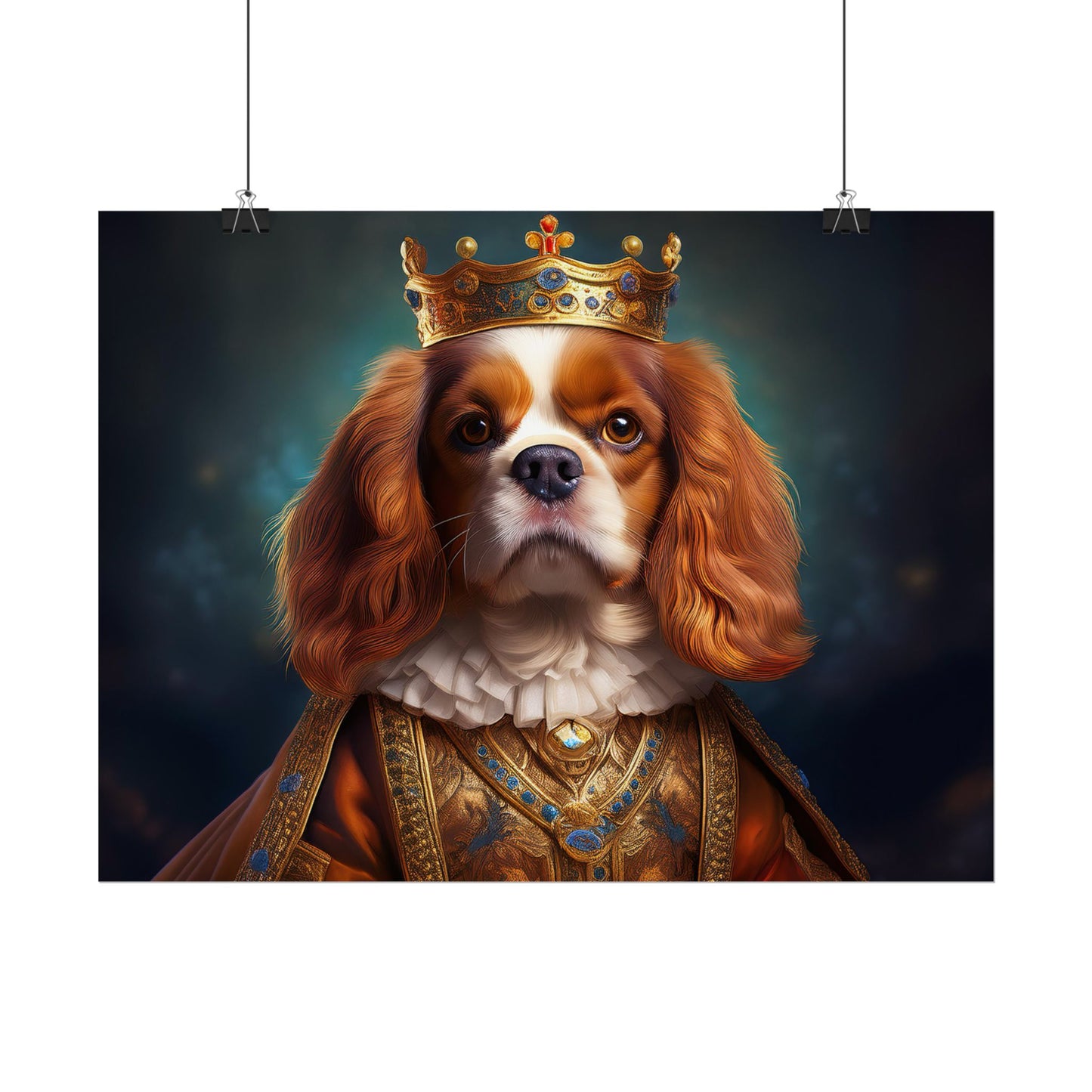 Cavalier King Charles Spaniel Art Pet Portrait Print, Renaissance, Wall Print, Wall Art
