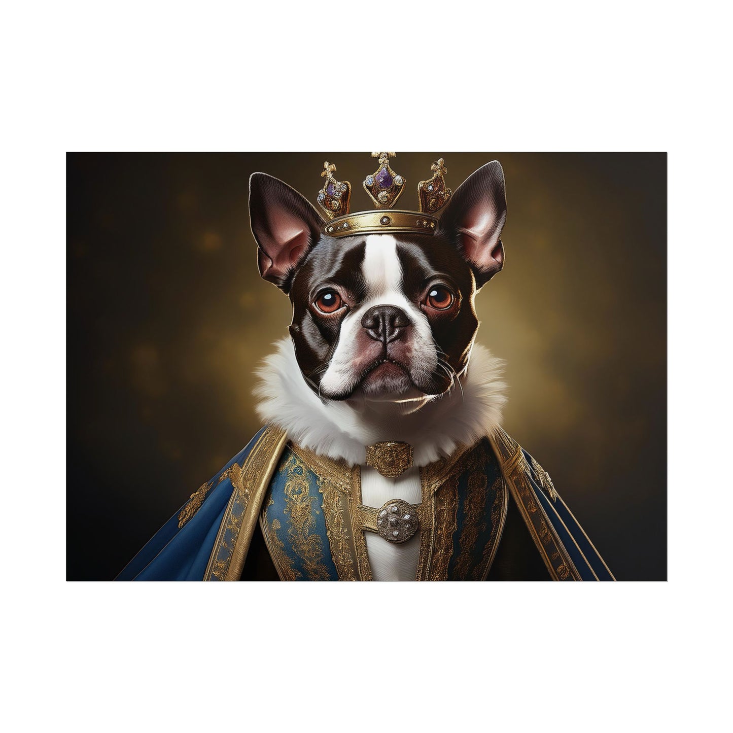 Boston Terrier Renaissance Dog Portrait Art Print, Wall Decor Gift, Animal Lover Home Decor, Dog Wall Art