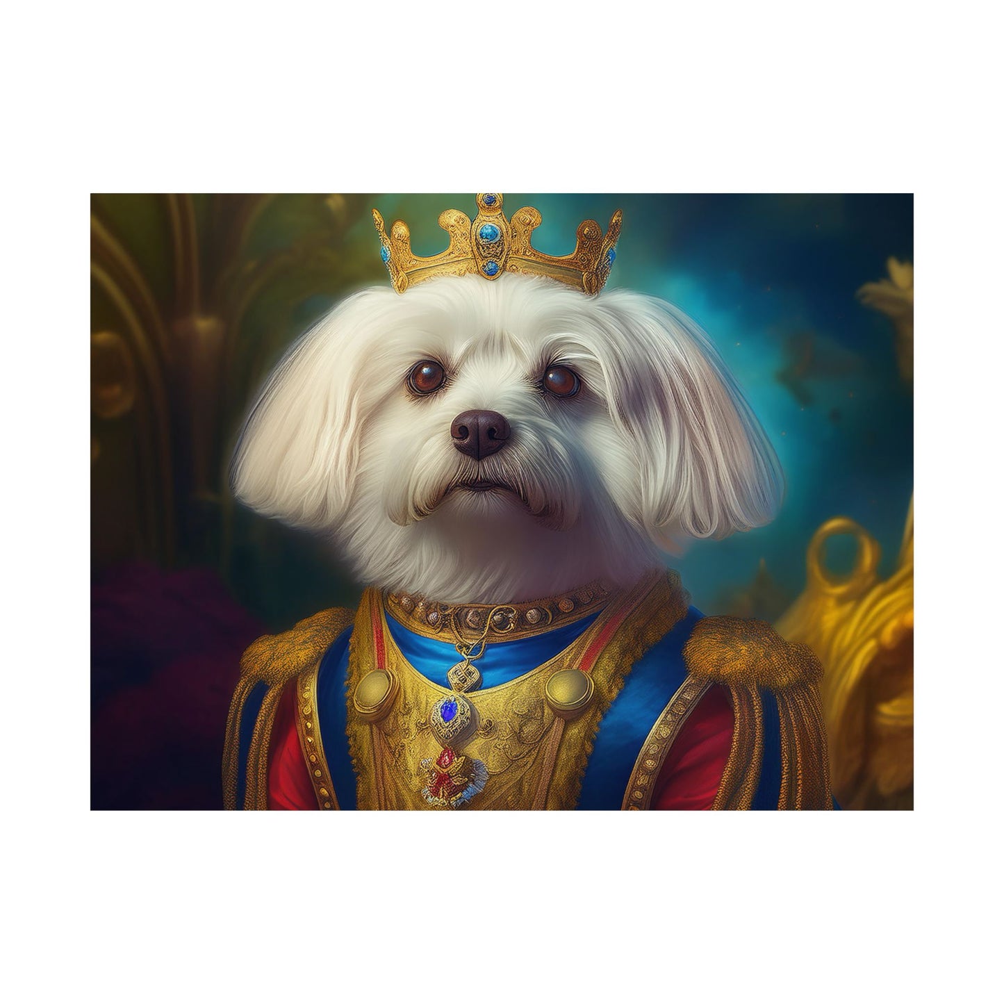 Maltese Renaissance Dog Portrait Wall Print | Art Print | Wall Decor | Dog Wall Art