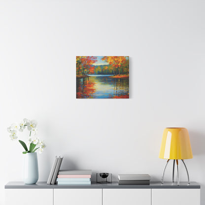 Fall Changing Leaves on a Lake Canvas Print | Style 2 | Wall Art | Wall Print | Fall Decor