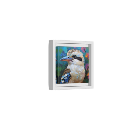 Kookaburra Australian Bird Oil Painting Framed Canvas Wall Art Print - Square Frame, Gallery Wrap, Bird Art, Home Decor, Gift for Bird