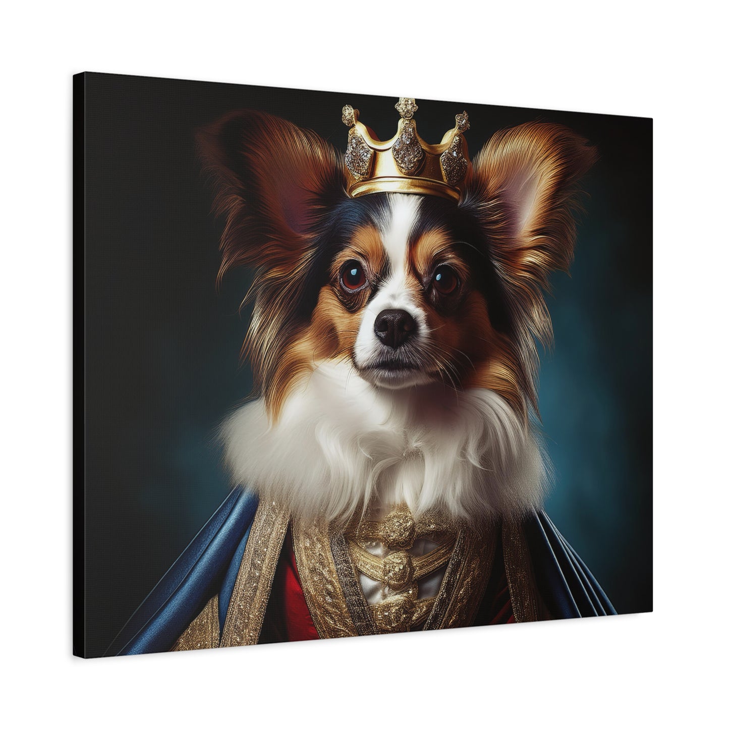 Papillon Pet Portrait Renaissance on Canvas, wall art, wall print, dog portrait, dog art
