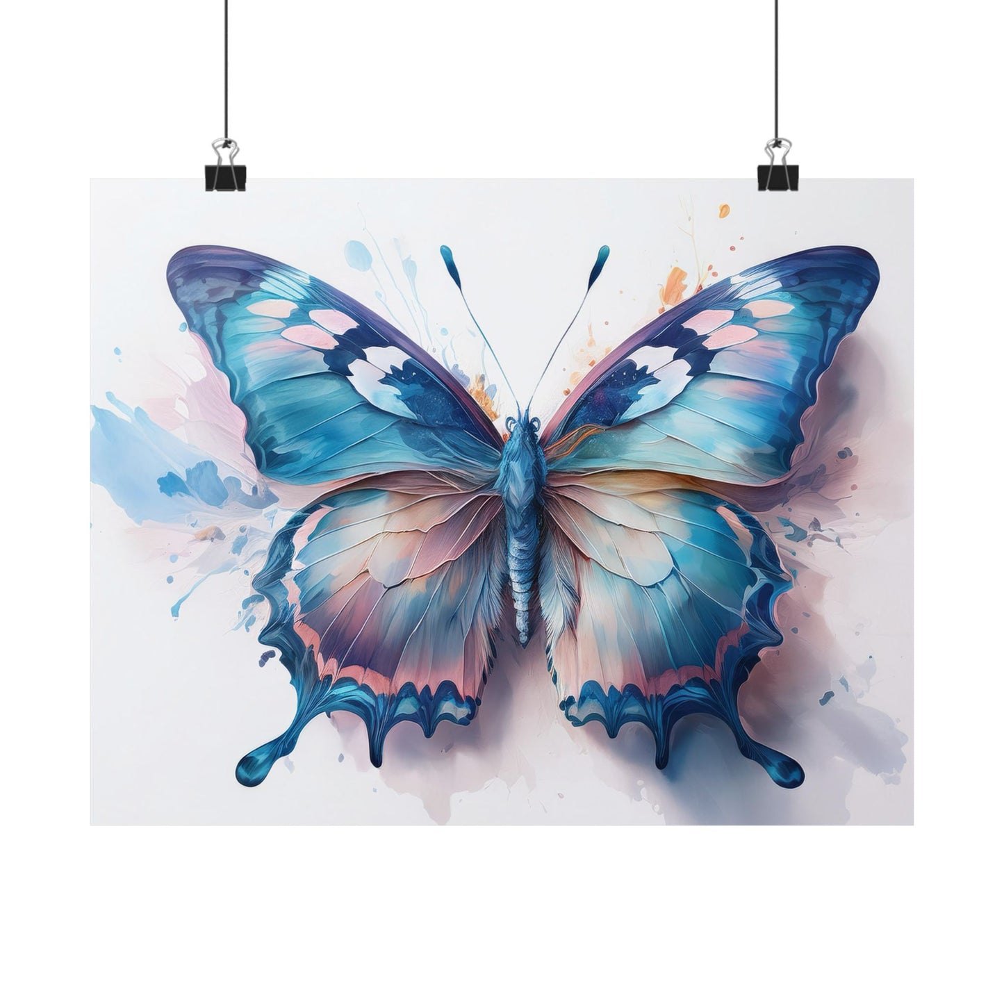 Teal, Blue & Pink Butterfly Alcohol Ink Wall Art |  Butterfly wall art | Wall Art | Wall Print