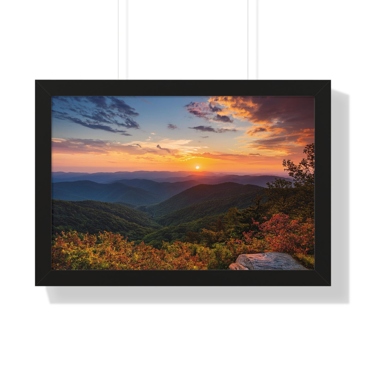Sunset over Blue Ridge Mountains Fall Landscape Framed Print