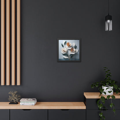 Minimalist Floral Square Framed Print - Blue
