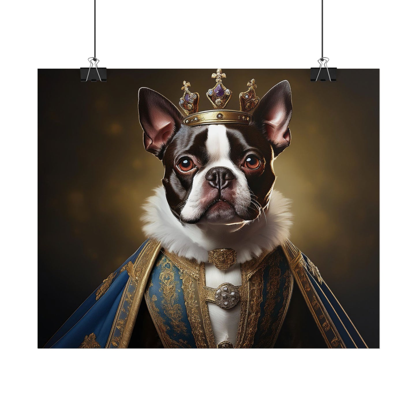 Boston Terrier Renaissance Dog Portrait Art Print, Wall Decor Gift, Animal Lover Home Decor, Dog Wall Art