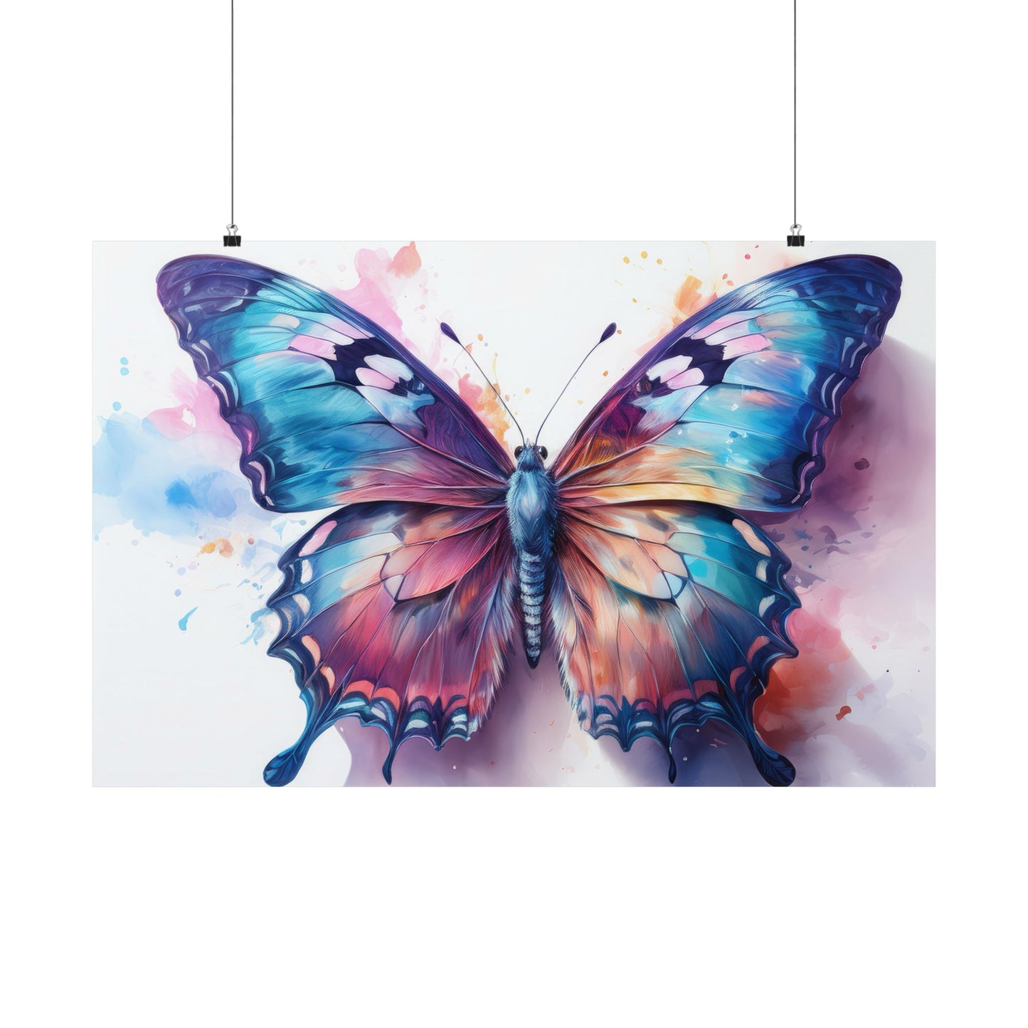 Teal, Blue & Purple Butterfly Alcohol Ink Wall Art |  Butterfly wall art | Wall Art | Wall Print