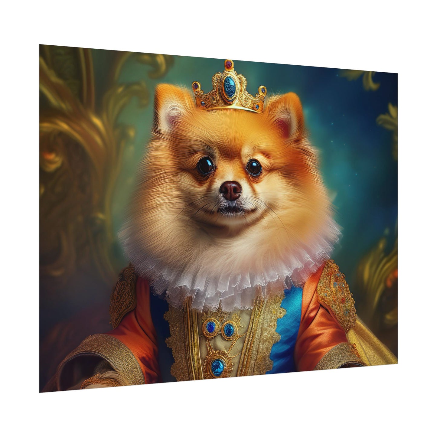 Pomeranian Renaissance Dog Portrait Art Print, Wall Decor Gift, Animal Lover Home Decor, Dog Wall Art