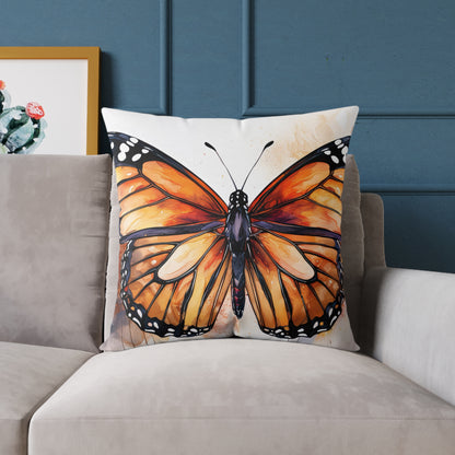 Butterfly Canvas Pillow, Monarch Butterfly Home Decor, Nature-Themed Cushion, Gift for Nature Lovers, Autumn Accent Pillow