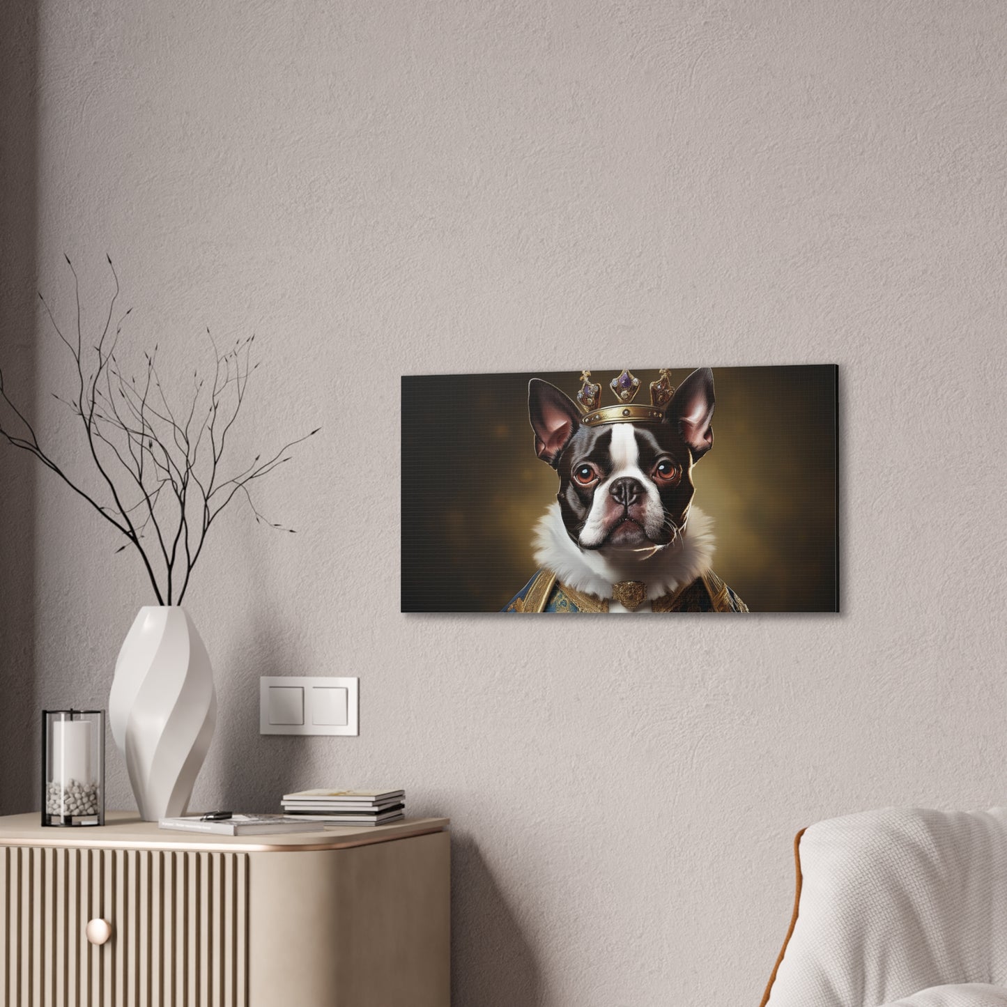 Boston Terrier Renaissance Pet Portrait on Canvas, wall print, wall art, dog portrait, dog art