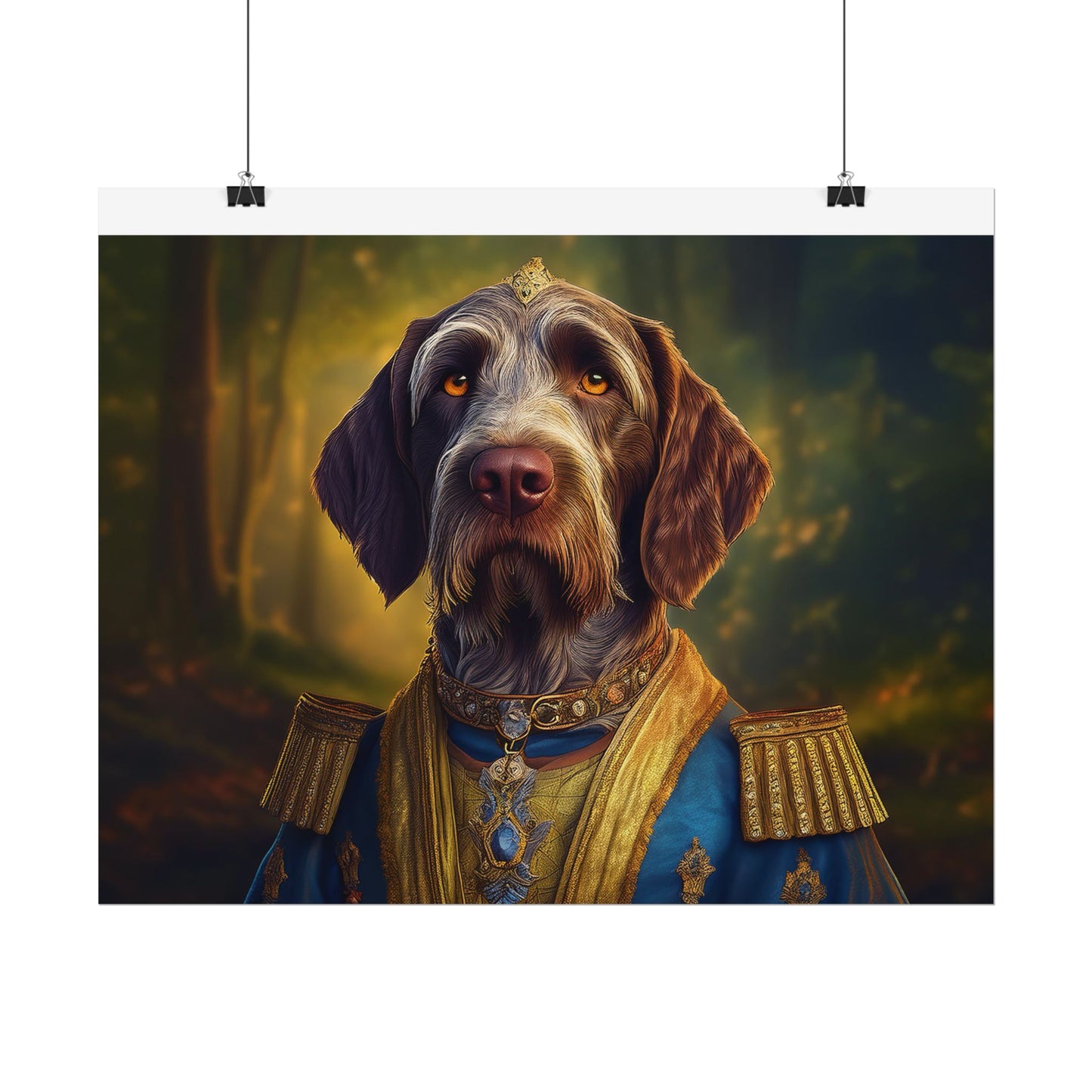 German Wirehaired Pointer Renaissance Pet Portrait Print, Pointer, Dog Lover Wall Art,  Dog Memorial Gift, wall art, wall print, dog print