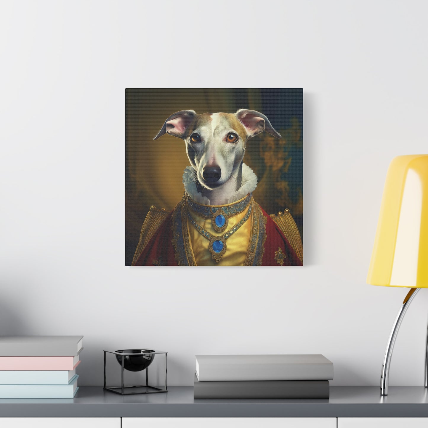 Whippet Renaissance Pet Portrait  Print - Canvas, wall art, wall print, dog portrait, dog art