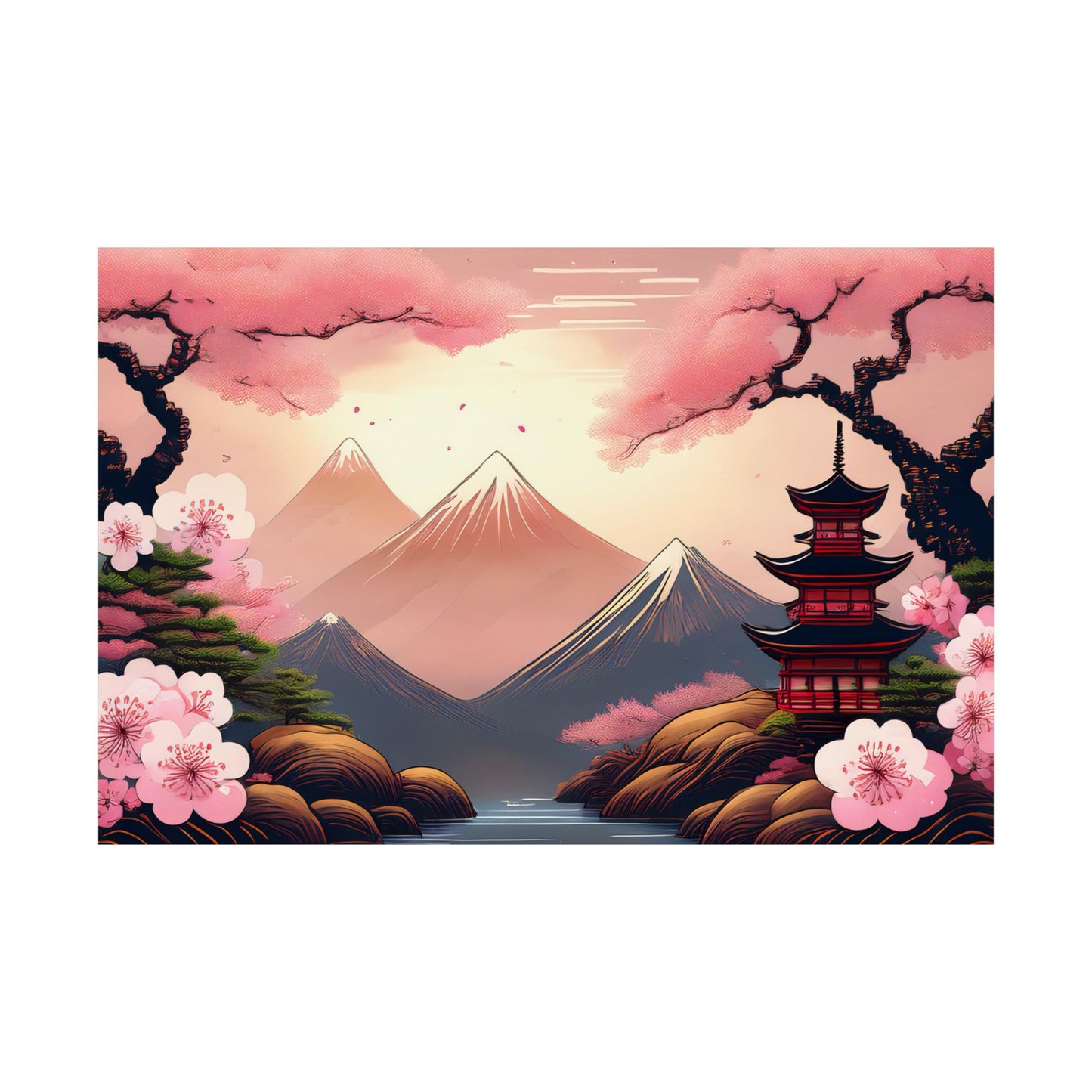 Japanese Cherry Blossom Wall Art Print | Wall Art | Wall Print | Japanese Wall Art