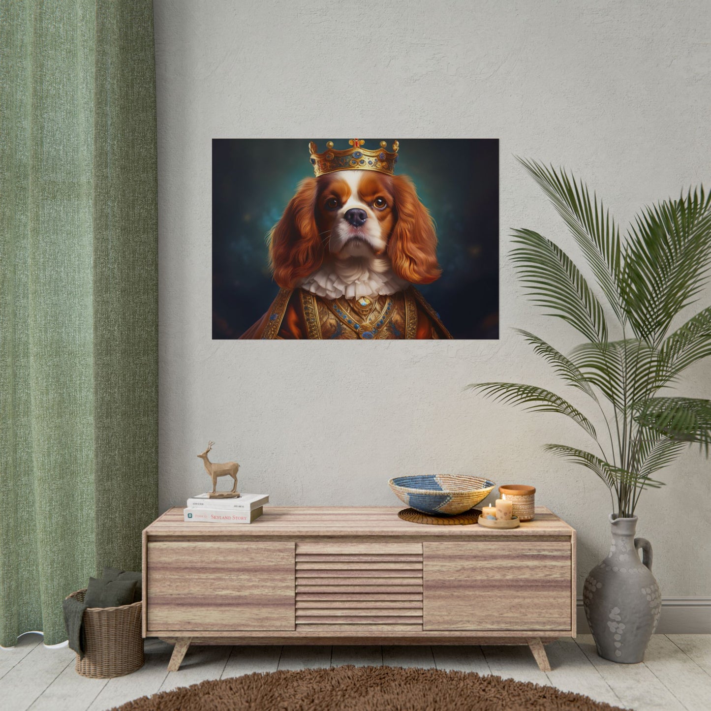 Cavalier King Charles Spaniel Art Pet Portrait Print, Renaissance, Wall Print, Wall Art