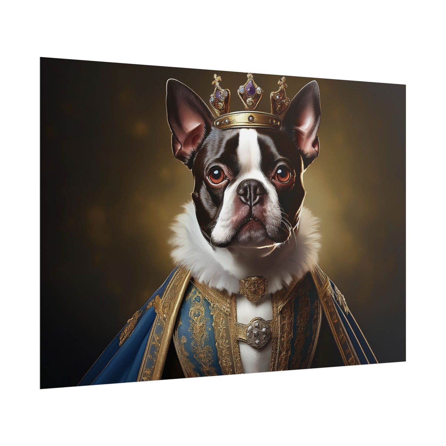 Boston Terrier Renaissance Dog Portrait Art Print, Wall Decor Gift, Animal Lover Home Decor, Dog Wall Art