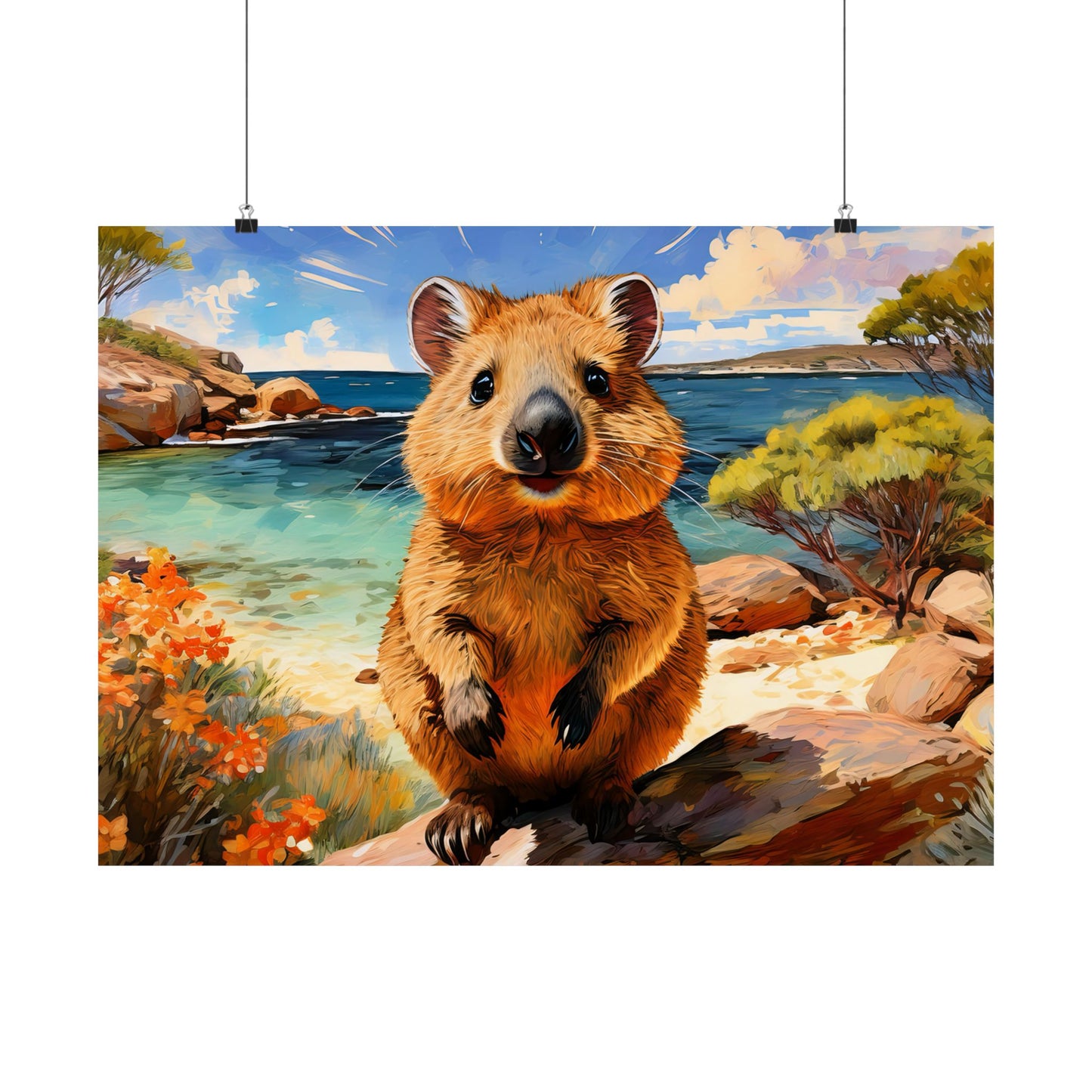 Quokkas at Rottnest Island Western Australia Print |  Unique Painting Print | Style 1 | Wall Art | Wall Print