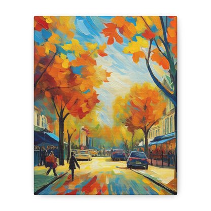 Fall Leaves In the City Painting Canvas Wall Art | Wall Art | Wall Print