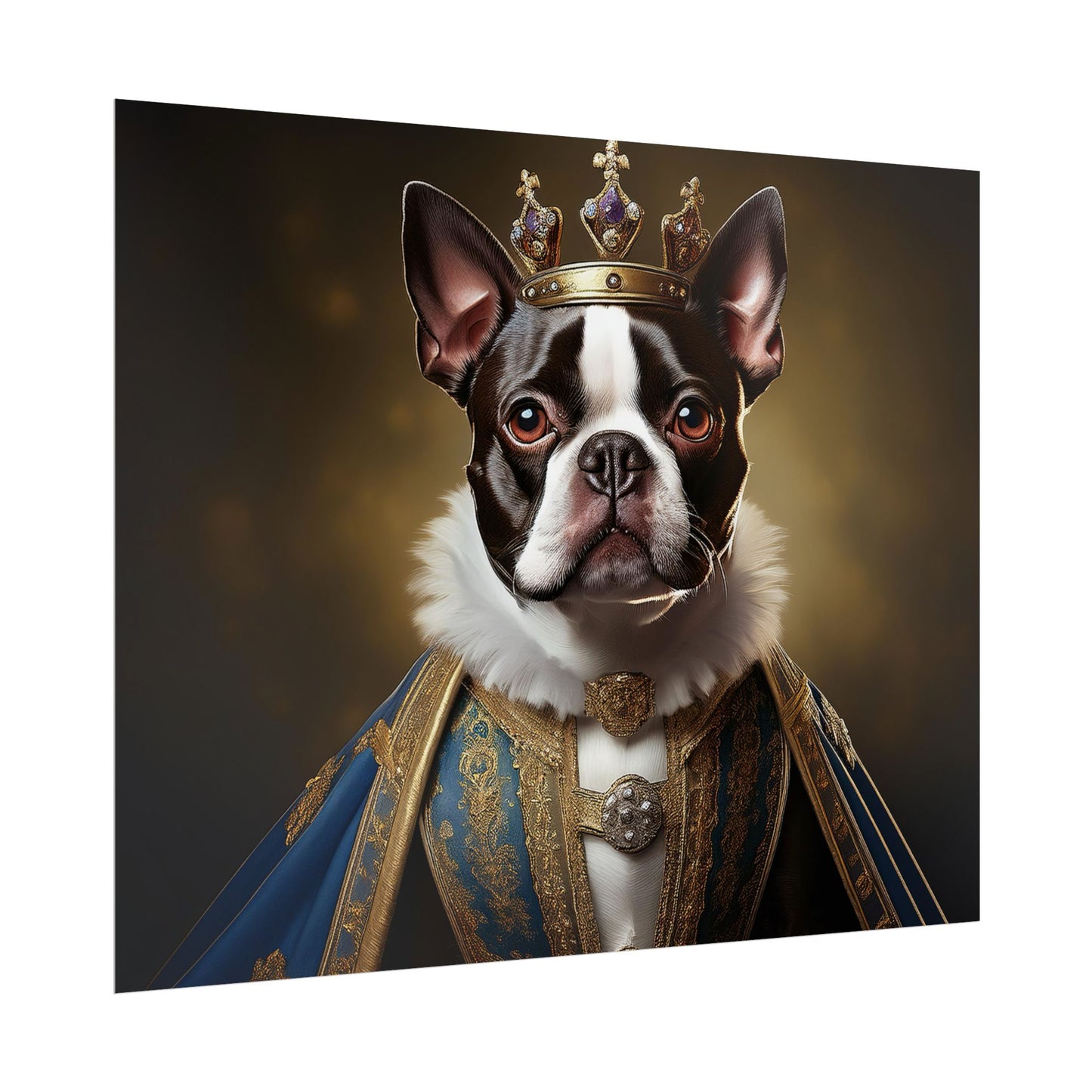 Boston Terrier Renaissance Dog Portrait Art Print, Wall Decor Gift, Animal Lover Home Decor, Dog Wall Art