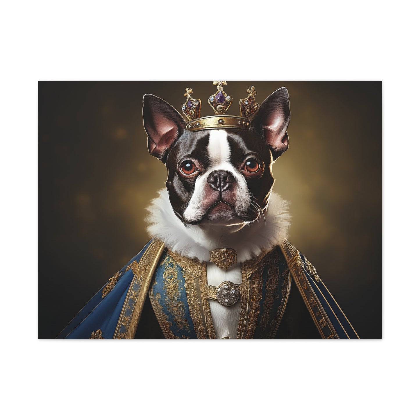 Boston Terrier Renaissance Pet Portrait on Canvas, wall print, wall art, dog portrait, dog art