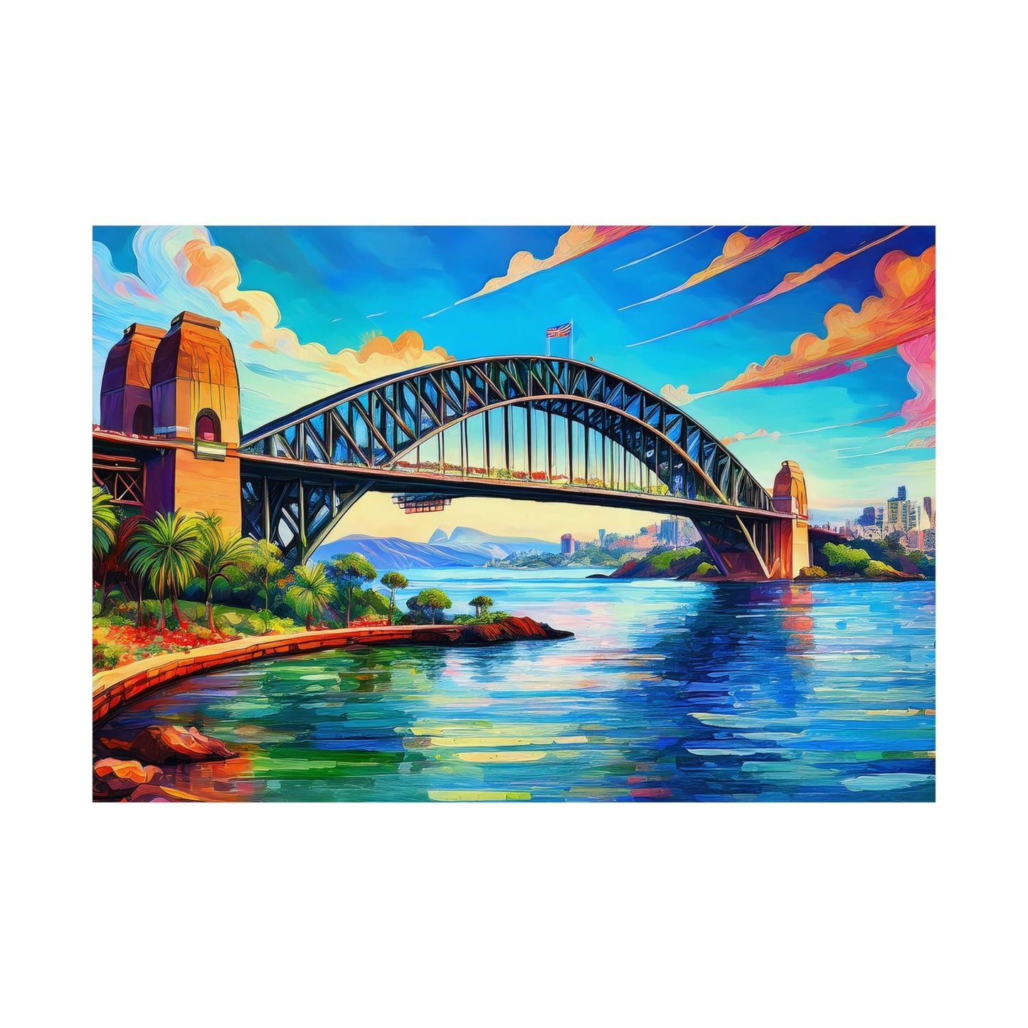 Sydney Harbour Bridge  Australia Painting Print | Wall Art | Wall Print