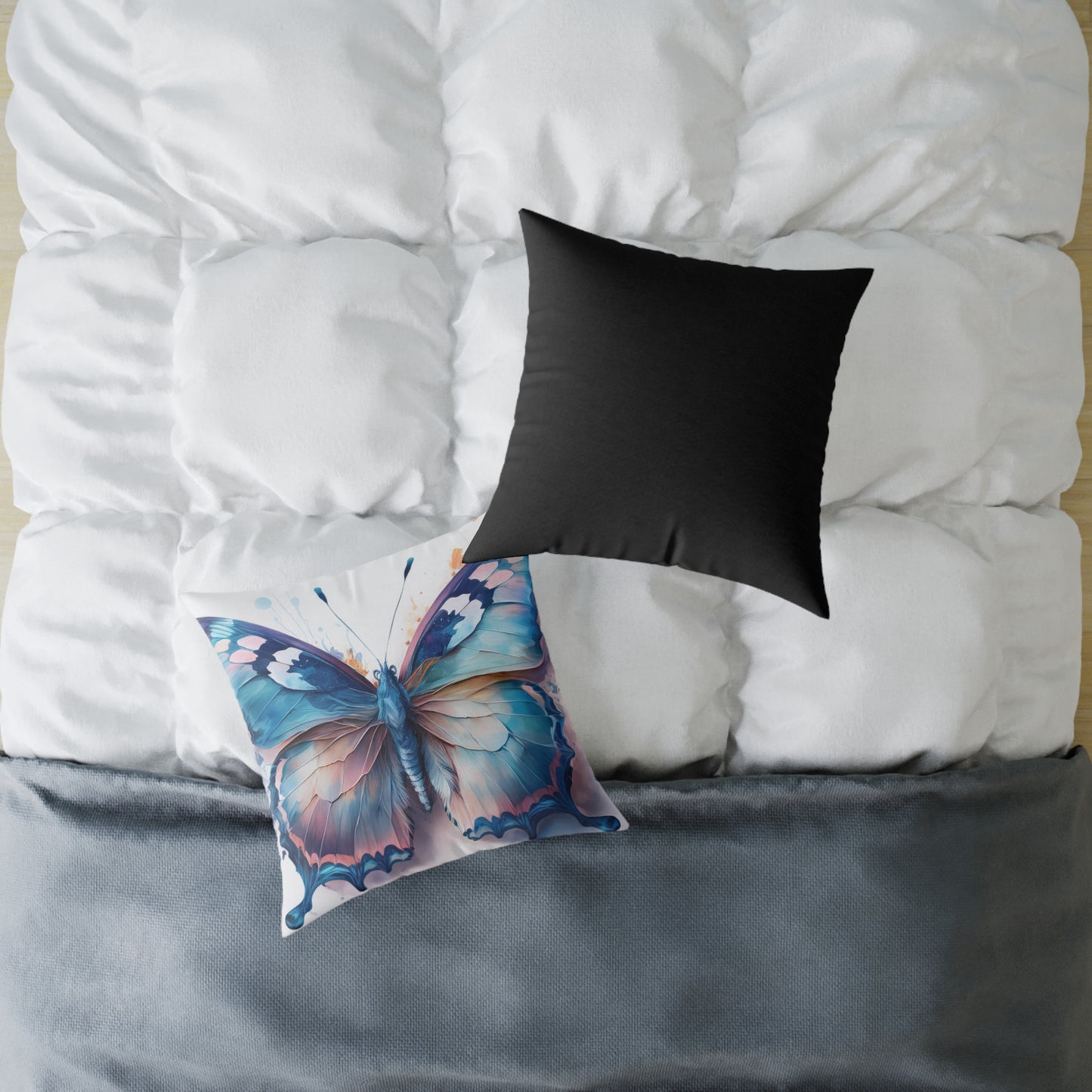 Butterfly Art Throw Pillow (Black Back), Inspirational Home Decor, Gift for Nature Lovers, Cozy Living Room Accent, Spring Decor, Butterfly Lovers