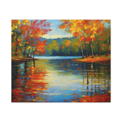 Fall Changing Leaves on a Lake Canvas Print | Style 2 | Wall Art | Wall Print | Fall Decor